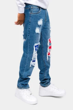 Bandana Distressed Blowout Loose Fit Denim Jeans -Victorious DL1387 IND 4