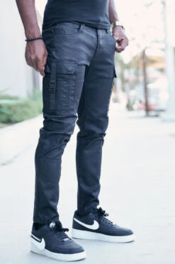 Coated Utility Cargo Pants -Victorious DL1401 BLK 02