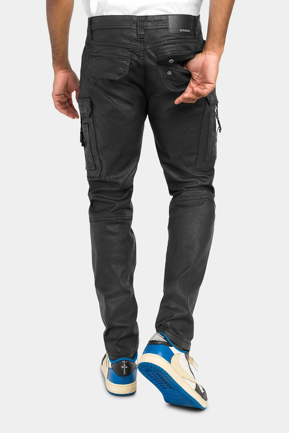 Coated Cargo Knit Denim Jeans 4 Coated Cargo Knit Denim Jeans - Image 4