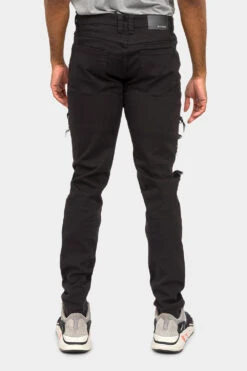 Distressed Solid Color Slim Fit Jeans -Victorious DL1403 BLK 3
