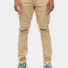 Distressed Solid Color Slim Fit Jeans
