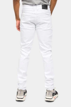 Distressed Solid Color Slim Fit Jeans -Victorious DL1403 WHT 3