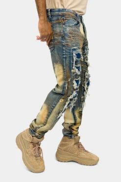 Distressed Heavy Dye Denim Jeans -Victorious DL1405 CRL 4