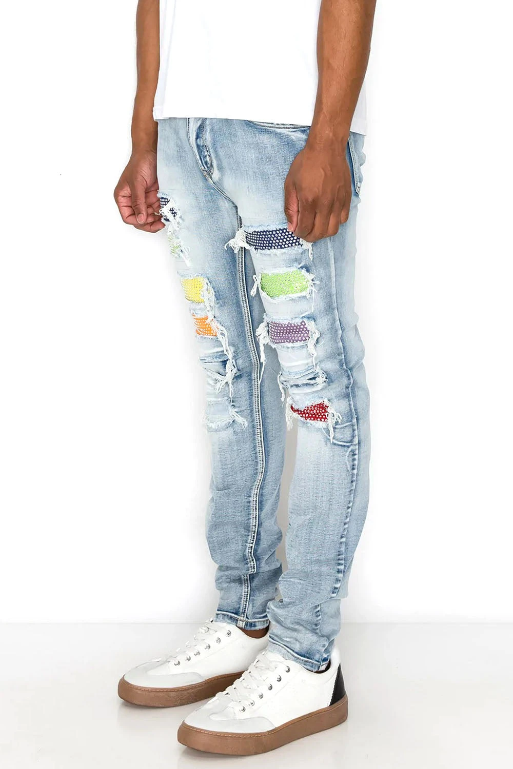 Multi Color Diamond Denim Jeans 2 Multi Color Diamond Denim Jeans - Image 2