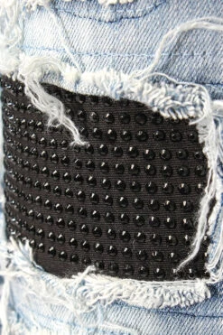 Paint Splatter Rhinestone Denim Jeans 6 Paint Splatter Rhinestone Denim Jeans -Victorious DL1426 IND DETAIL