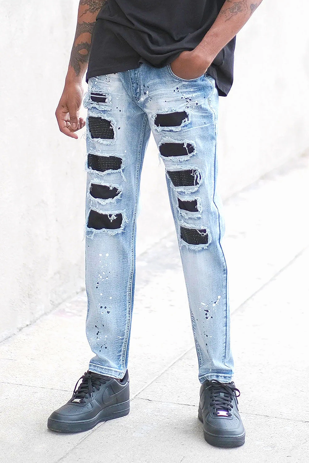 Paint Splatter Rhinestone Denim Jeans 4 Paint Splatter Rhinestone Denim Jeans - Image 4