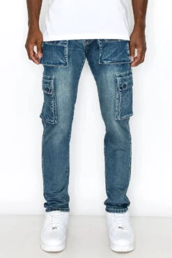 Utility Cargo Multi Pockets Denim Jeans -Victorious DL1443 DKI 1