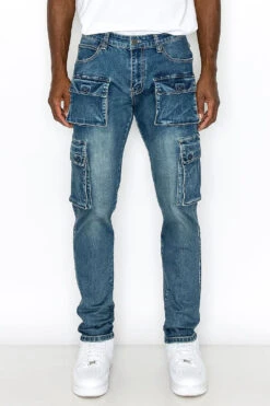 Utility Cargo Multi Pockets Denim Jeans -Victorious DL1443 DKI 4