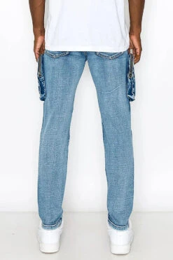 Washed Zippered Cargo Denim Jeans 9 Washed Zippered Cargo Denim Jeans -Victorious DL1447 IND 3