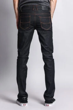 Men's Skinny Fit Raw Denim Jeans (Black/Timber) 7 Men's Skinny Fit Raw Denim Jeans (Black/Timber) -Victorious DL936 BKT 3