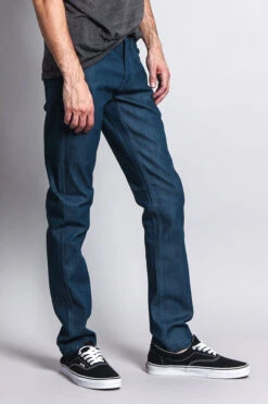 Men's Skinny Fit Raw Denim Jeans (Dodgers Blue) -Victorious DL936 DBL 4