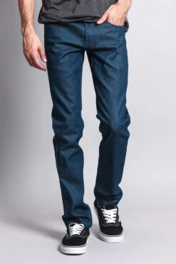 Men's Skinny Fit Raw Denim Jeans (Dodgers Blue) -Victorious DL936 DBL 5