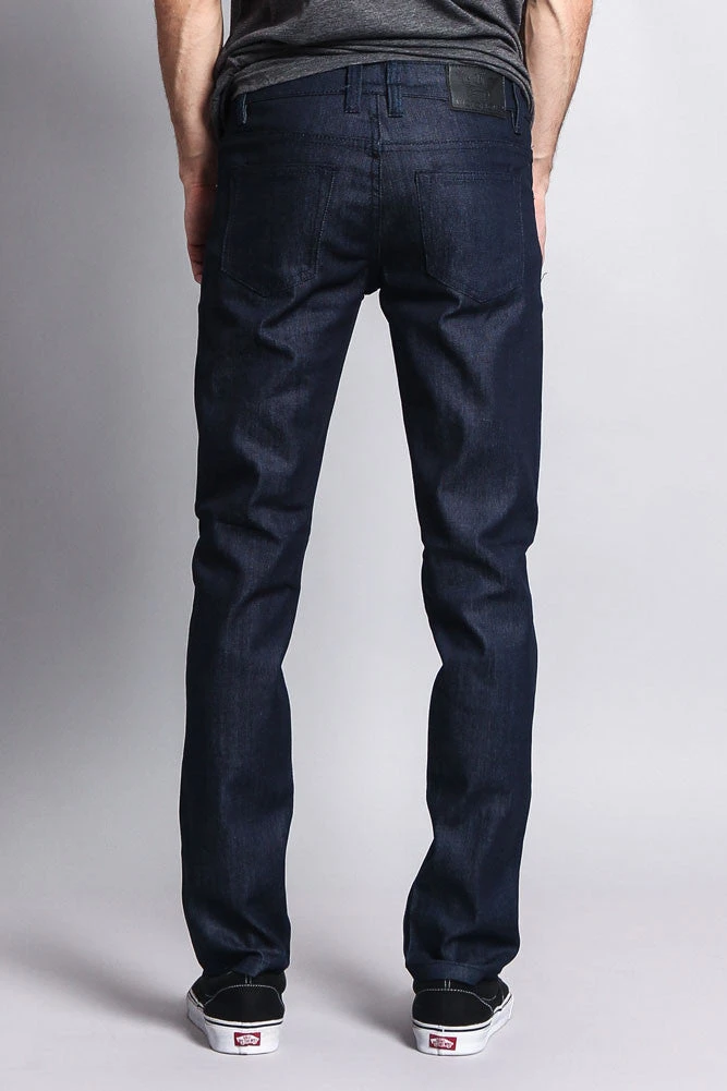 Men's Skinny Fit Raw Denim Jeans (Indigo) 3 Men's Skinny Fit Raw Denim Jeans (Indigo) - Image 3