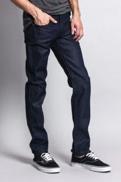 Men's Skinny Fit Raw Denim Jeans (Indigo) 8 Men's Skinny Fit Raw Denim Jeans (Indigo) -Victorious DL936 IND 4