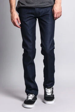 Men's Skinny Fit Raw Denim Jeans (Indigo) 9 Men's Skinny Fit Raw Denim Jeans (Indigo) -Victorious DL936 IND 5