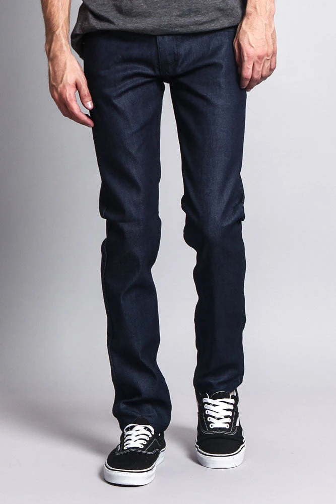 Men's Skinny Fit Raw Denim Jeans (Indigo) 5 Men's Skinny Fit Raw Denim Jeans (Indigo) - Image 5