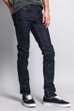 Men's Skinny Fit Raw Denim Jeans (Indigo/Timber) 8 Men's Skinny Fit Raw Denim Jeans (Indigo/Timber) -Victorious DL936 INT 4