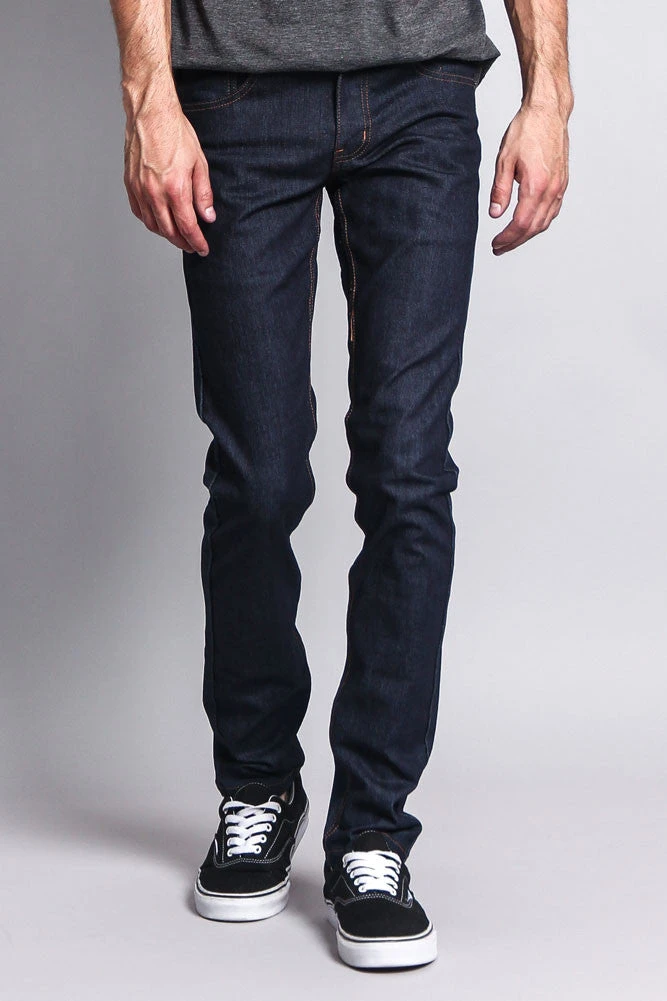 Men's Skinny Fit Raw Denim Jeans (Indigo/Timber) 5 Men's Skinny Fit Raw Denim Jeans (Indigo/Timber) - Image 5