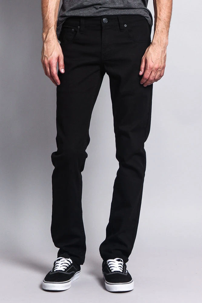 Men's Essential Skinny Fit Colored Jeans (Black) 4 Men's Essential Skinny Fit Colored Jeans (Black) - Image 4