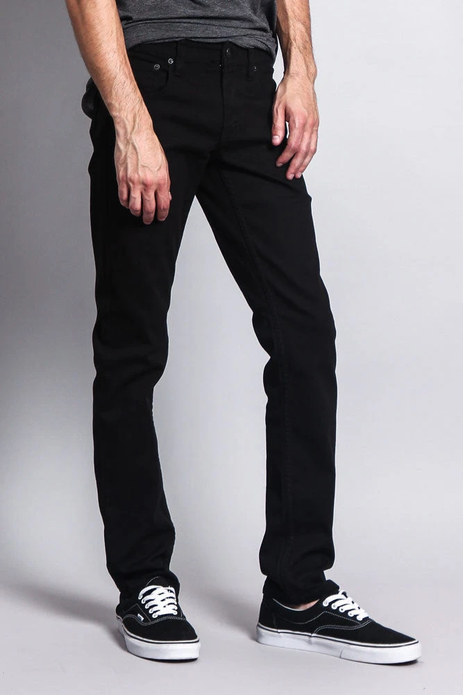 Men's Essential Skinny Fit Colored Jeans (Black) 7 Men's Essential Skinny Fit Colored Jeans (Black) - Image 7