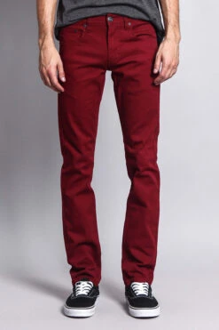 Men's Essential Skinny Fit Colored Jeans (Burgundy) -Victorious DL937 BRG 1