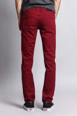 Men's Essential Skinny Fit Colored Jeans (Burgundy) -Victorious DL937 BRG 3