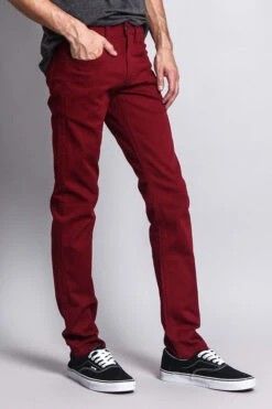 Men's Essential Skinny Fit Colored Jeans (Burgundy) -Victorious DL937 BRG 4