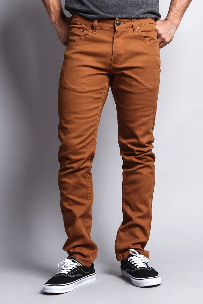 Men's Essential Skinny Fit Colored Jeans (Dark Wheat) 4 Men's Essential Skinny Fit Colored Jeans (Dark Wheat) - Image 4