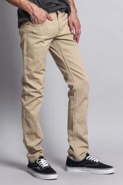 Men's Essential Skinny Fit Colored Jeans (Khaki) -Victorious DL937 KHK 4