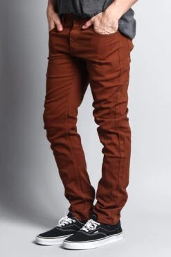 Men's Essential Skinny Fit Colored Jeans (Mocha) 12 Men's Essential Skinny Fit Colored Jeans (Mocha) -Victorious DL937 MOC 2