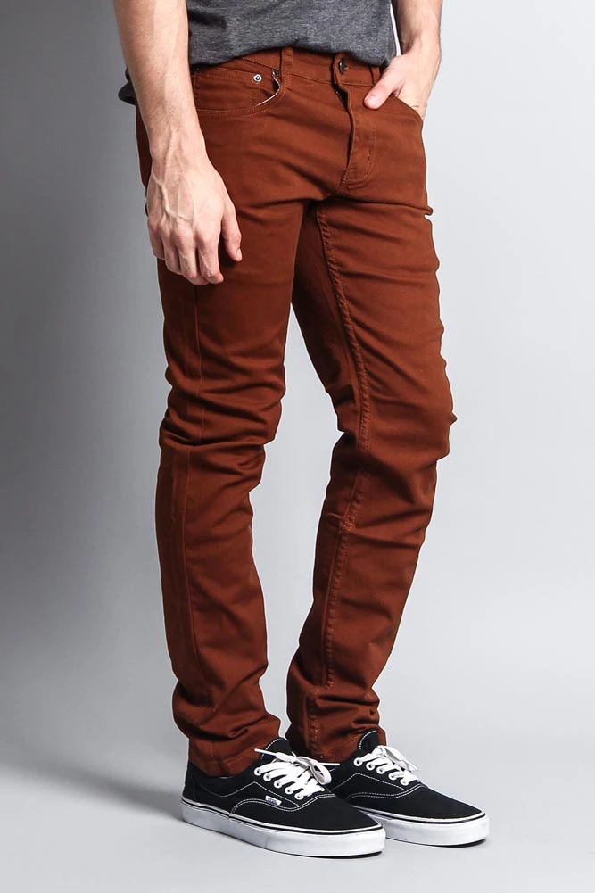 Men's Essential Skinny Fit Colored Jeans (Mocha) 7 Men's Essential Skinny Fit Colored Jeans (Mocha) - Image 7