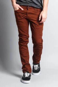 Men's Essential Skinny Fit Colored Jeans (Mocha) 15 Men's Essential Skinny Fit Colored Jeans (Mocha) -Victorious DL937 MOC 5