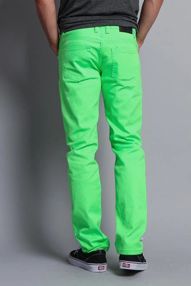 Men's Essential Skinny Fit Colored Jeans (Neon Green) 6 Men's Essential Skinny Fit Colored Jeans (Neon Green) - Image 6