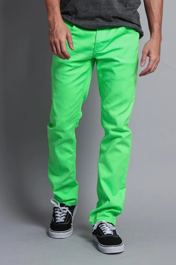 Men's Essential Skinny Fit Colored Jeans (Neon Green) 7 Men's Essential Skinny Fit Colored Jeans (Neon Green) - Image 7