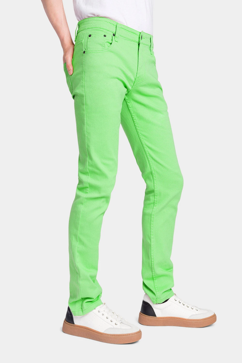 Men's Essential Skinny Fit Colored Jeans (Neon Green) 2 Men's Essential Skinny Fit Colored Jeans (Neon Green) - Image 2