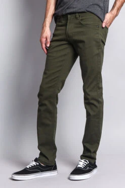 Men's Essential Skinny Fit Colored Jeans (Olive) 12 Men's Essential Skinny Fit Colored Jeans (Olive) -Victorious DL937 OLV 2