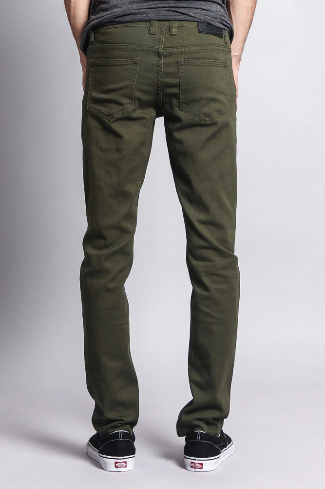 Men's Essential Skinny Fit Colored Jeans (Olive) 6 Men's Essential Skinny Fit Colored Jeans (Olive) - Image 6