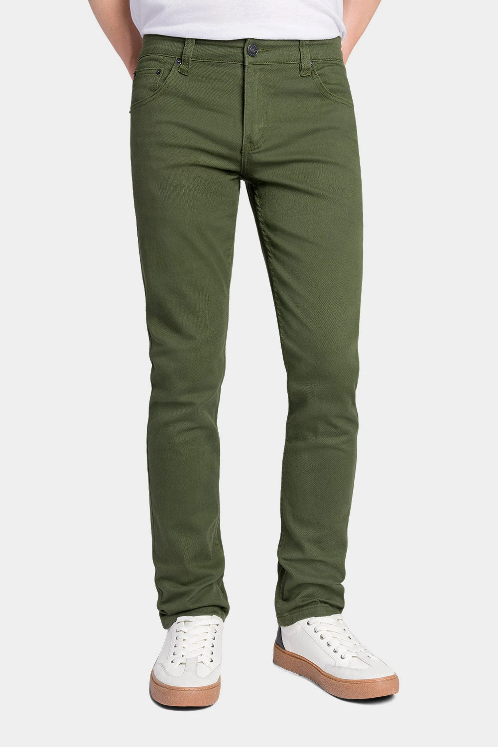Men's Essential Skinny Fit Colored Jeans (Olive) 1 Men's Essential Skinny Fit Colored Jeans (Olive)