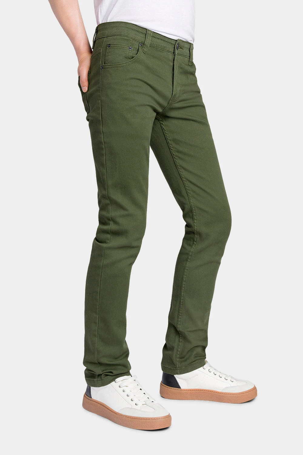 Men's Essential Skinny Fit Colored Jeans (Olive) 2 Men's Essential Skinny Fit Colored Jeans (Olive) - Image 2