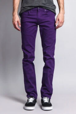 Men's Essential Skinny Fit Colored Jeans (Purple) 11 Men's Essential Skinny Fit Colored Jeans (Purple) -Victorious DL937 PUR 1