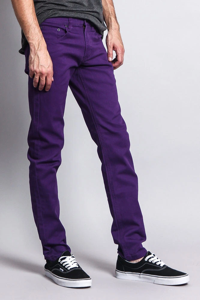 Men's Essential Skinny Fit Colored Jeans (Purple) 7 Men's Essential Skinny Fit Colored Jeans (Purple) - Image 7