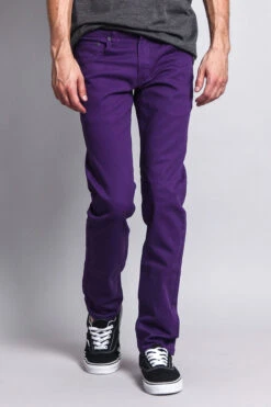 Men's Essential Skinny Fit Colored Jeans (Purple) 15 Men's Essential Skinny Fit Colored Jeans (Purple) -Victorious DL937 PUR 5