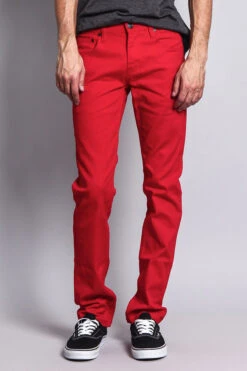 Men's Essential Skinny Fit Colored Jeans (Red) 11 Men's Essential Skinny Fit Colored Jeans (Red) -Victorious DL937 RED 1