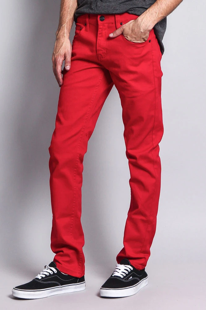 Men's Essential Skinny Fit Colored Jeans (Red) 5 Men's Essential Skinny Fit Colored Jeans (Red) - Image 5