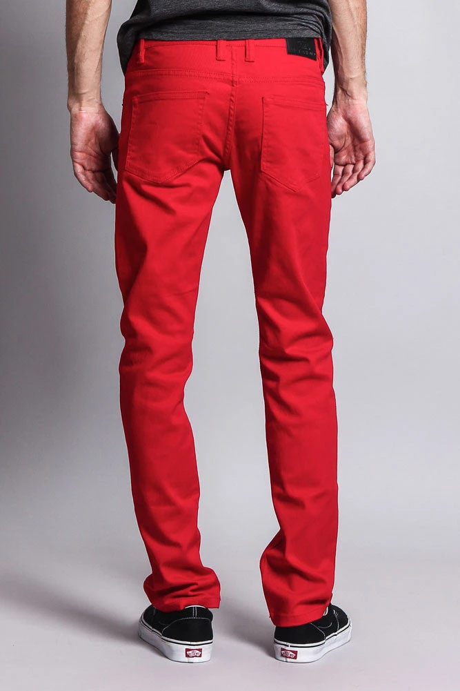 Men's Essential Skinny Fit Colored Jeans (Red) 6 Men's Essential Skinny Fit Colored Jeans (Red) - Image 6