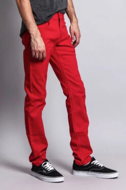 Men's Essential Skinny Fit Colored Jeans (Red) 14 Men's Essential Skinny Fit Colored Jeans (Red) -Victorious DL937 RED 4