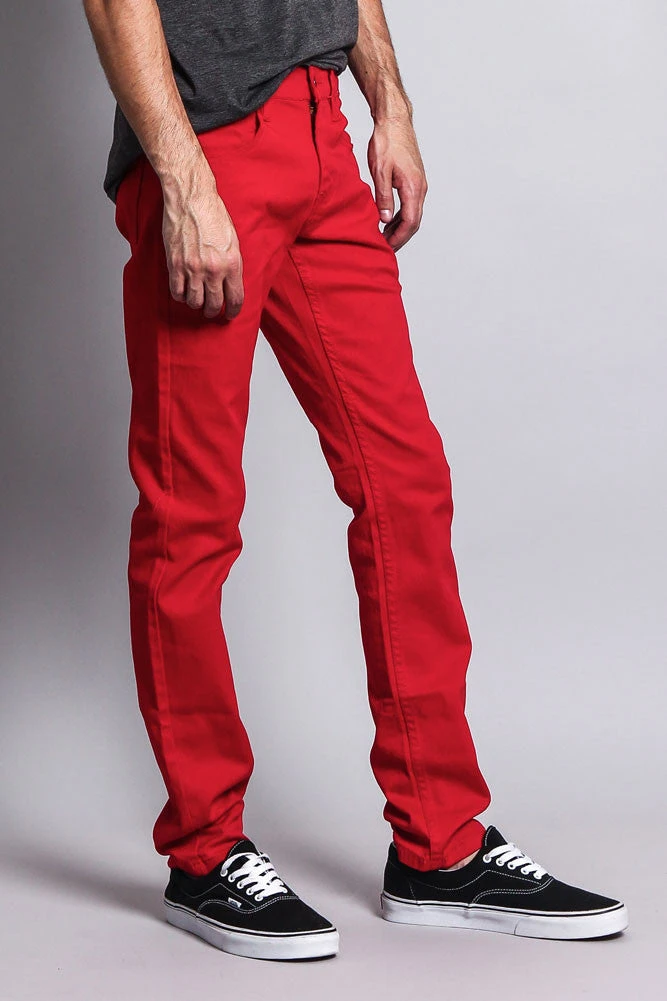 Men's Essential Skinny Fit Colored Jeans (Red) 7 Men's Essential Skinny Fit Colored Jeans (Red) - Image 7