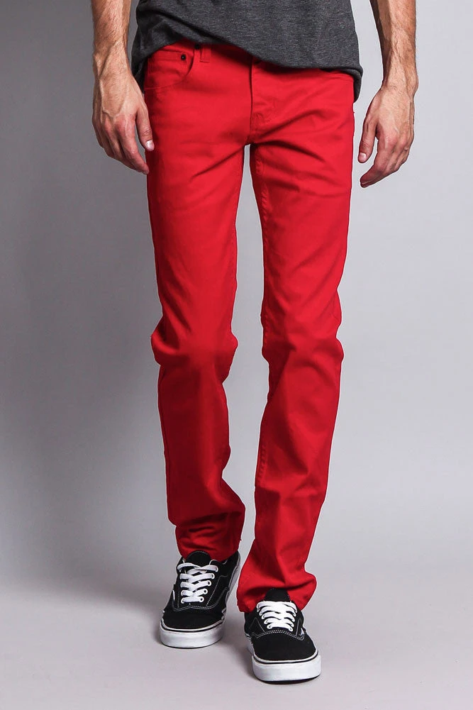 Men's Essential Skinny Fit Colored Jeans (Red) 8 Men's Essential Skinny Fit Colored Jeans (Red) - Image 8