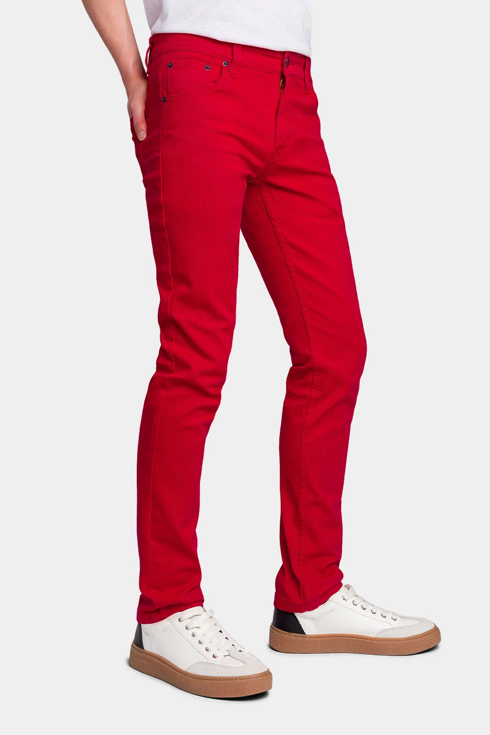 Men's Essential Skinny Fit Colored Jeans (Red) 2 Men's Essential Skinny Fit Colored Jeans (Red) - Image 2