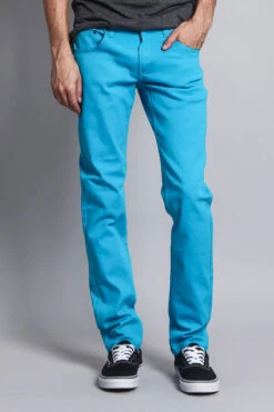 Men's Essential Skinny Fit Colored Jeans (Turquoise) 11 Men's Essential Skinny Fit Colored Jeans (Turquoise) -Victorious DL937 TRQ 1